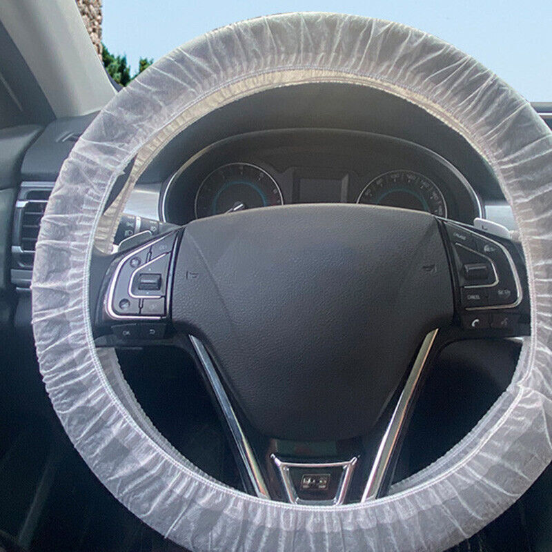 Universal Disposable Plastic Car Steering Wheel Cover Elastic Protective Covers