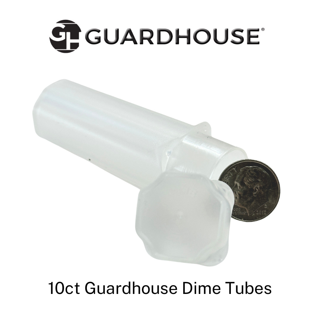 Qty 10 Dime Square Coin Tubes by Guardhouse 17.9mm Each Hold 50 Coins