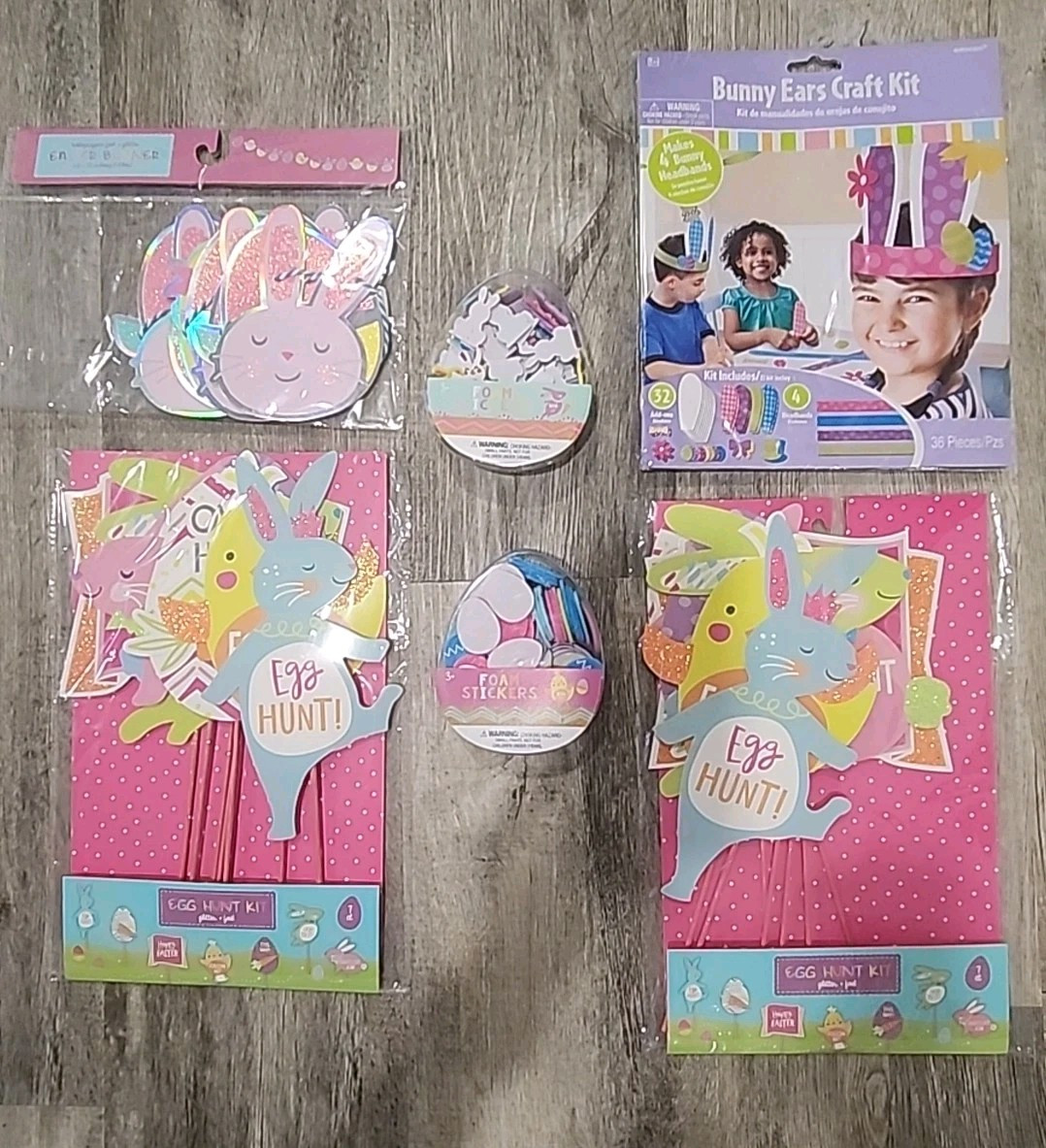 Easter Egg Hunt Party Goods Paper Goods Plastic Eggs Foam Stickers All In One Pk