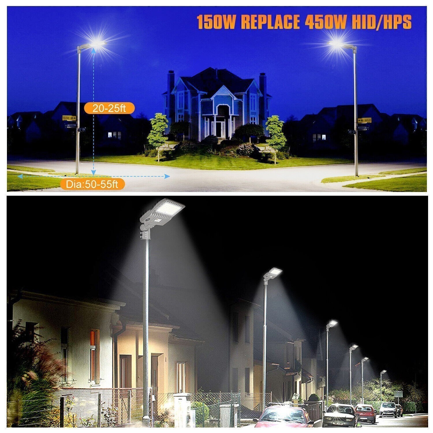 200W LED Shoebox Pole Light Outdoor Street Parking Lot Fixture with Photocell