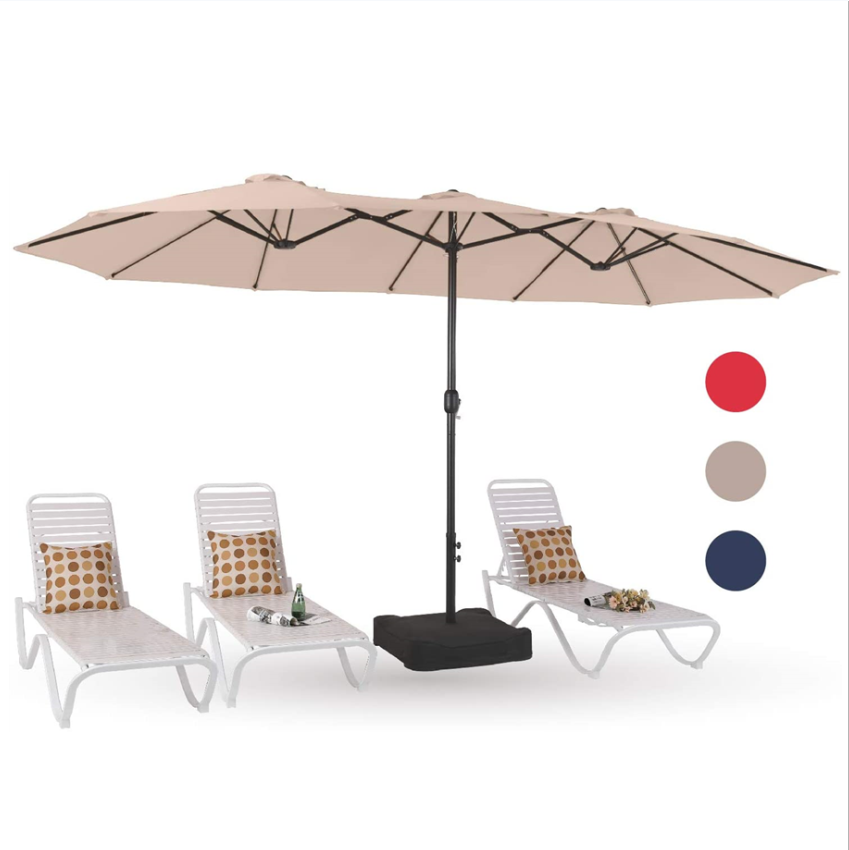 15ft Patio Large Umbrella Double-sided Market Crank Outdoor Garden Parasol Shade