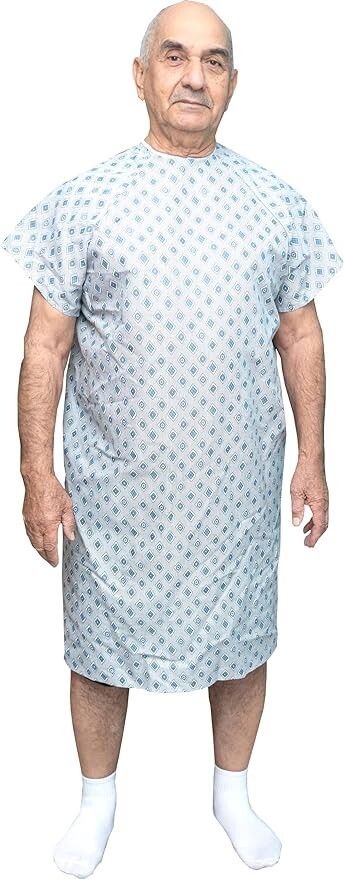 6 PACK - Reusable Hospital Gowns for Men Medical Patient Gowns with Back Ties