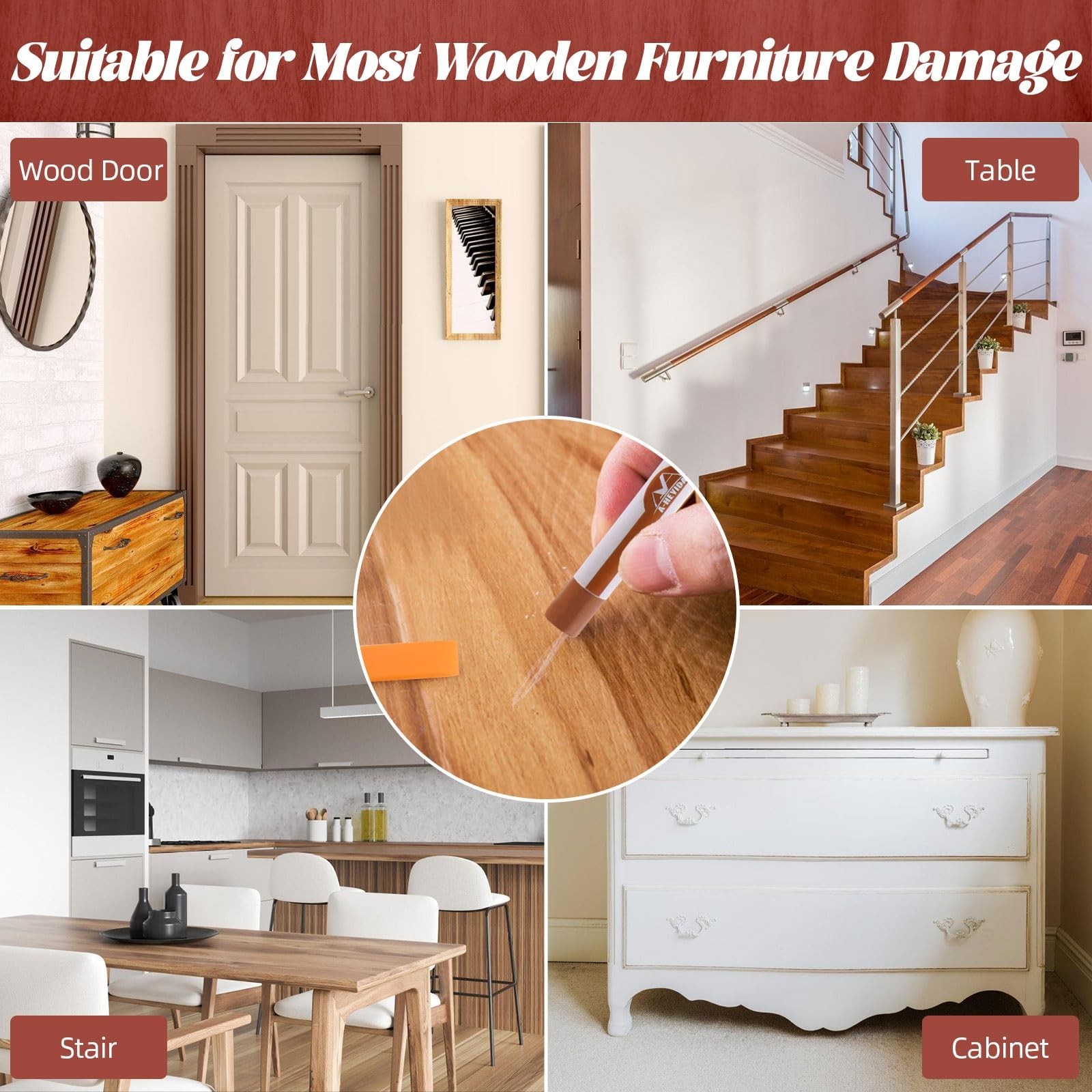 Wood Filler Sticks - 16 Colors Wood Repair Wax Crayons, Furniture Scratch Wax...