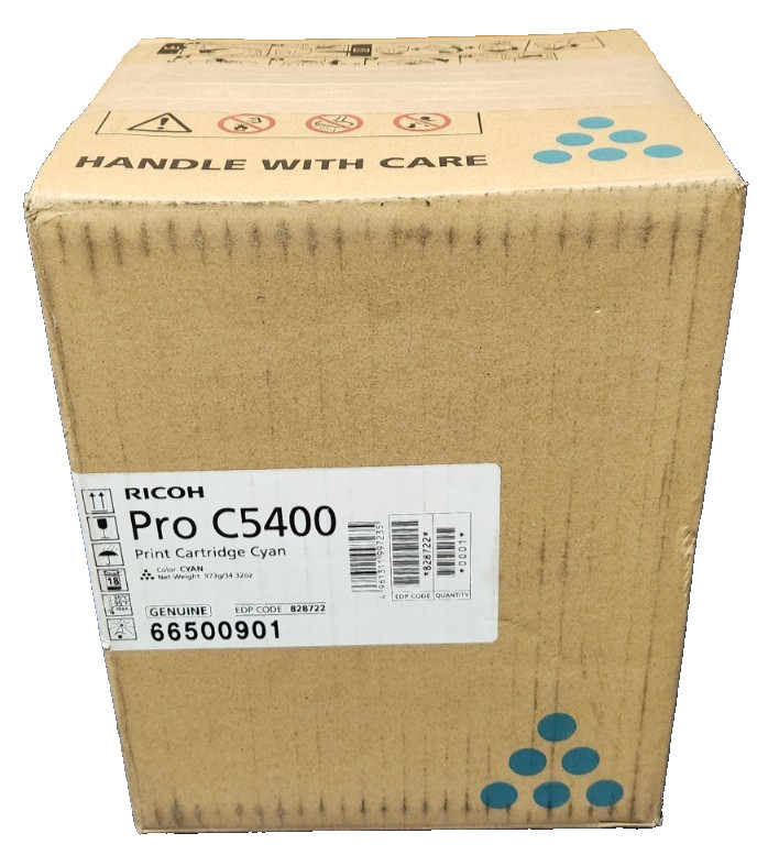 Genuine Ricoh 828722 Pro C5400 Print Cartridge CYAN Shipping tape /label on box