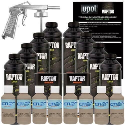 UPOL Raptor Coyote Brown Urethane Spray-On Truck Bed Liner W/Free Spray Gun 8L