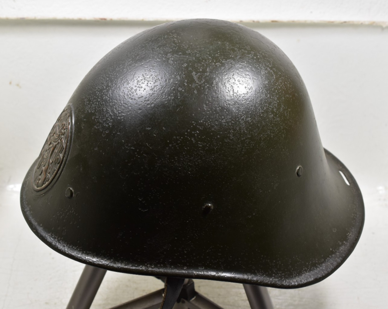 Dutch M27 M34 1934 Military Helmet with Crest Chin Strap and Liner