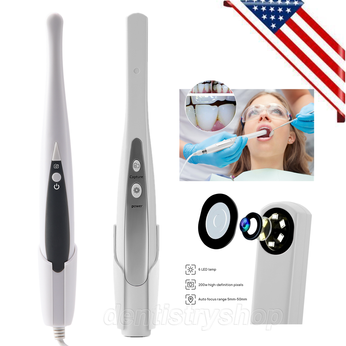 AZDENT Dental USB Intraoral Camera Digital Imaging Intra Oral 6 LED Auto-Focus