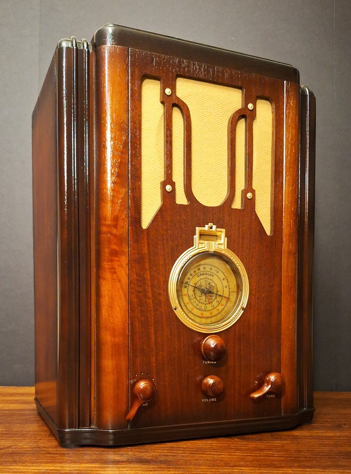 Old Antique Wood Crosley Viking Vintage Tube Radio -Restored & Working Tombstone
