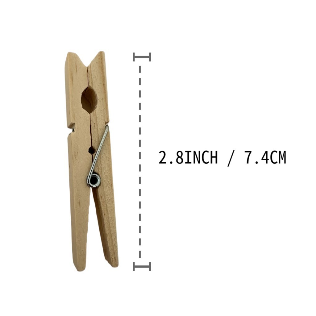 60 PCS Wood Wooden 2.8'' Clothespins Laundry Clothes Pins Crafts Photos Pins US