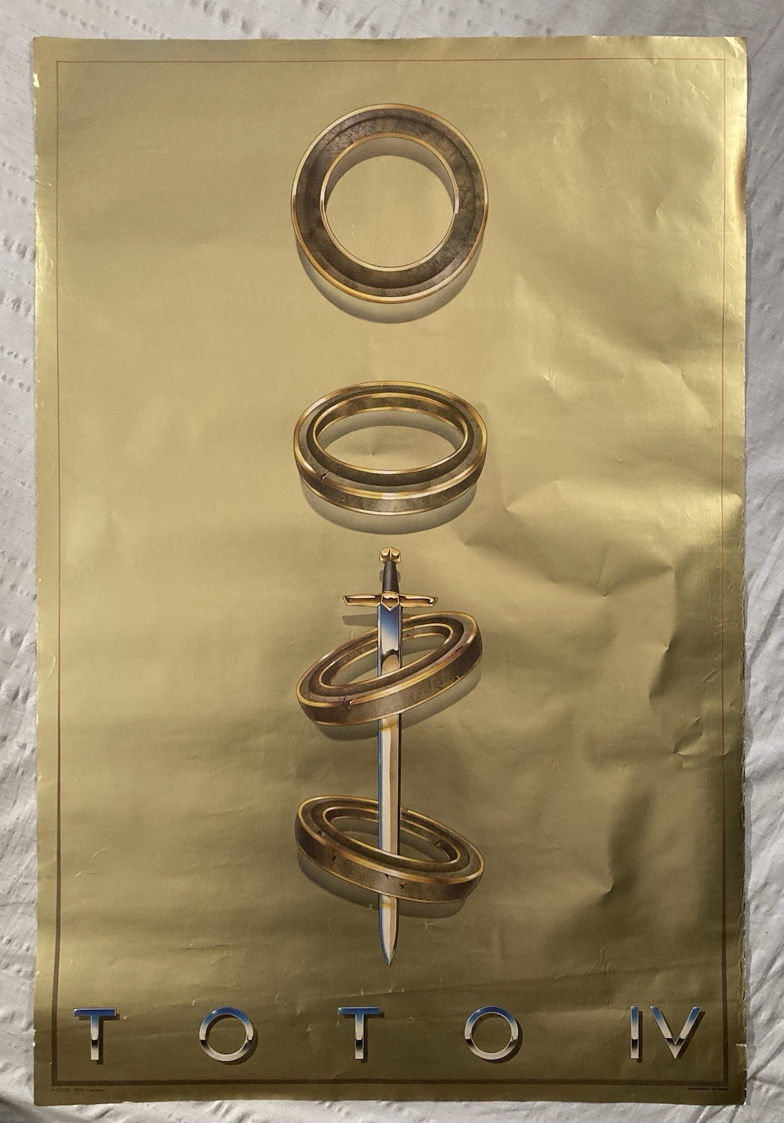 Toto IV 1982 Promo Poster Gold Metallic Foil Surface R