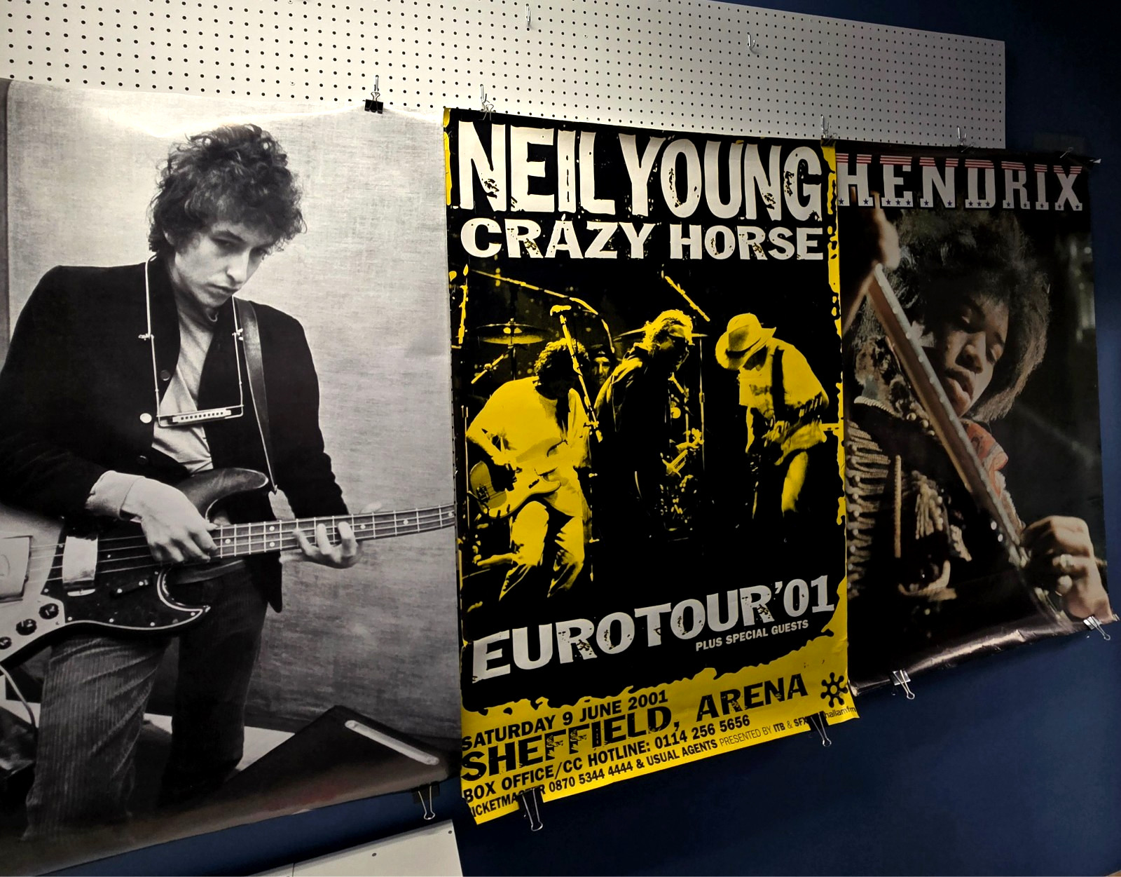 3 VTG Rock & Roll POSTERS - Bob Dylan, Neil Young, Jimi Hendrix - 53" x 38" EACH