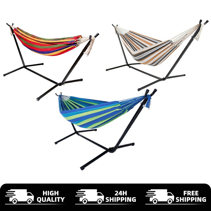 Portable Camping Hammock with Stand Outdoor Patio Swing for 2 Person Carrying
