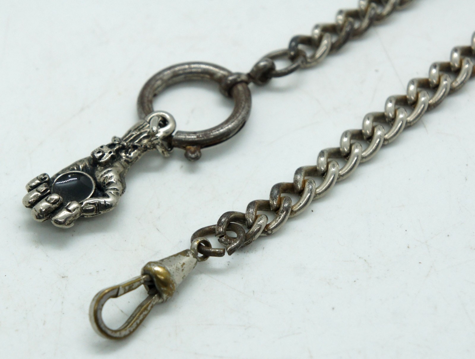 Vintage Pocket Watch Chain with Clasp Swivel and Pendant 25 cm