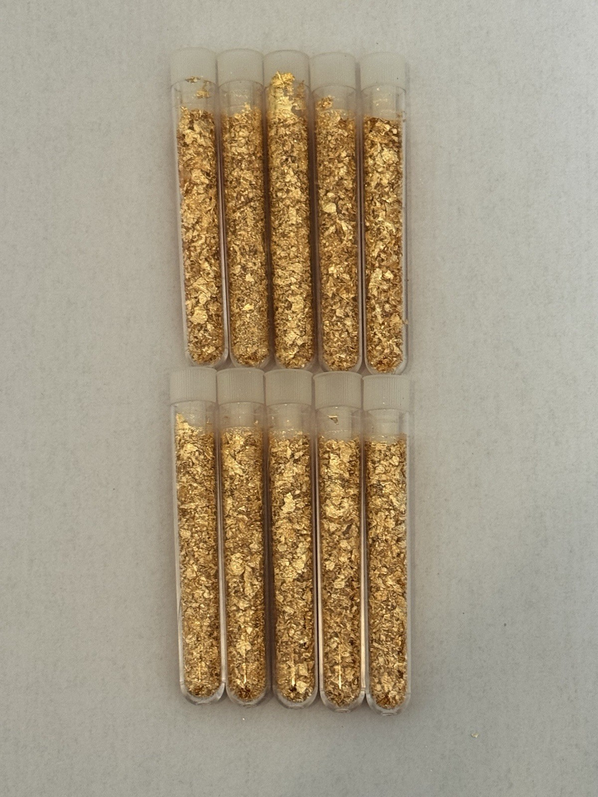 10 Large 5ml Vials! - Gold Leaf Flakes Filled - Collectible - Bullion - READ