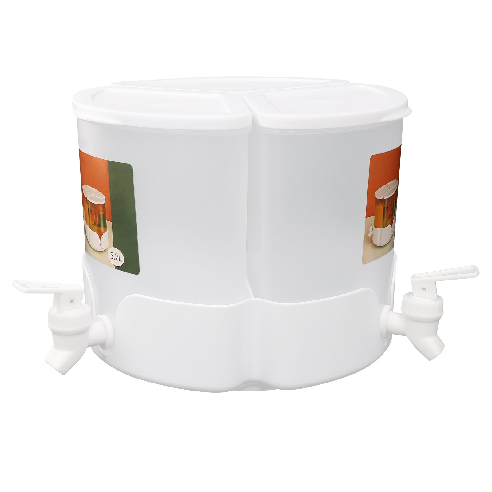 5.2L Juice/Drink Dispenser 3-in-1 Beverage Dispenser W/ 3* Faucet, 360° Rotation