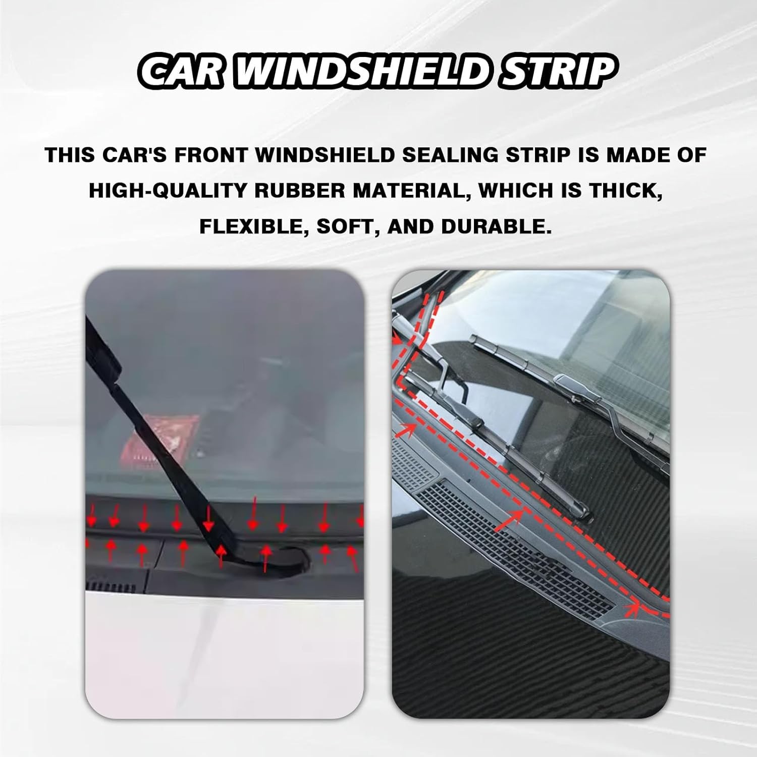 Windshield Cowl Rubber Seal Strip, 1.7M/5.6Ft Car Front and Rear Weatherstrip Su