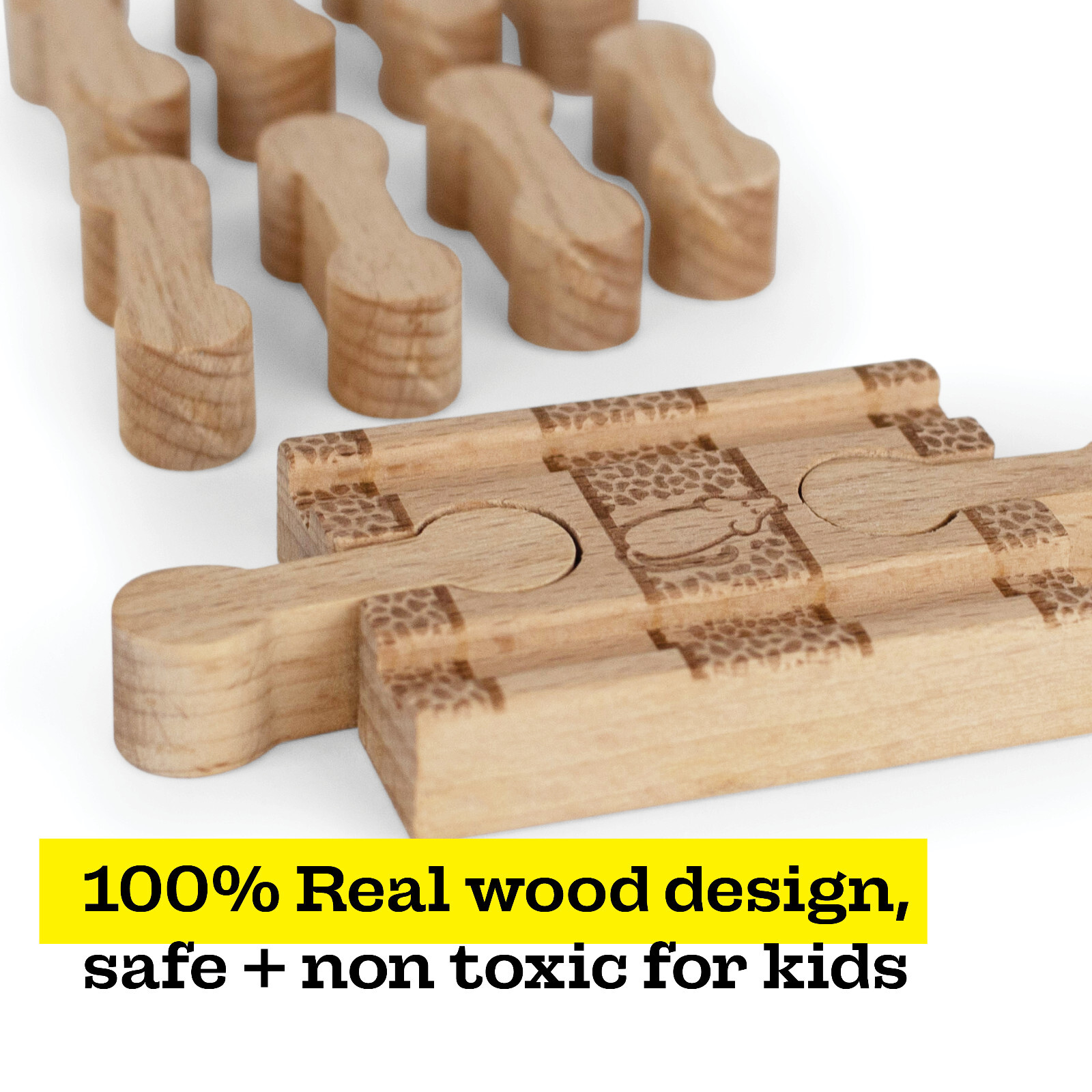 11 Pcs Deluxe Wooden Dog Bone Track Connectors For Wooden Railway - Zany Trains