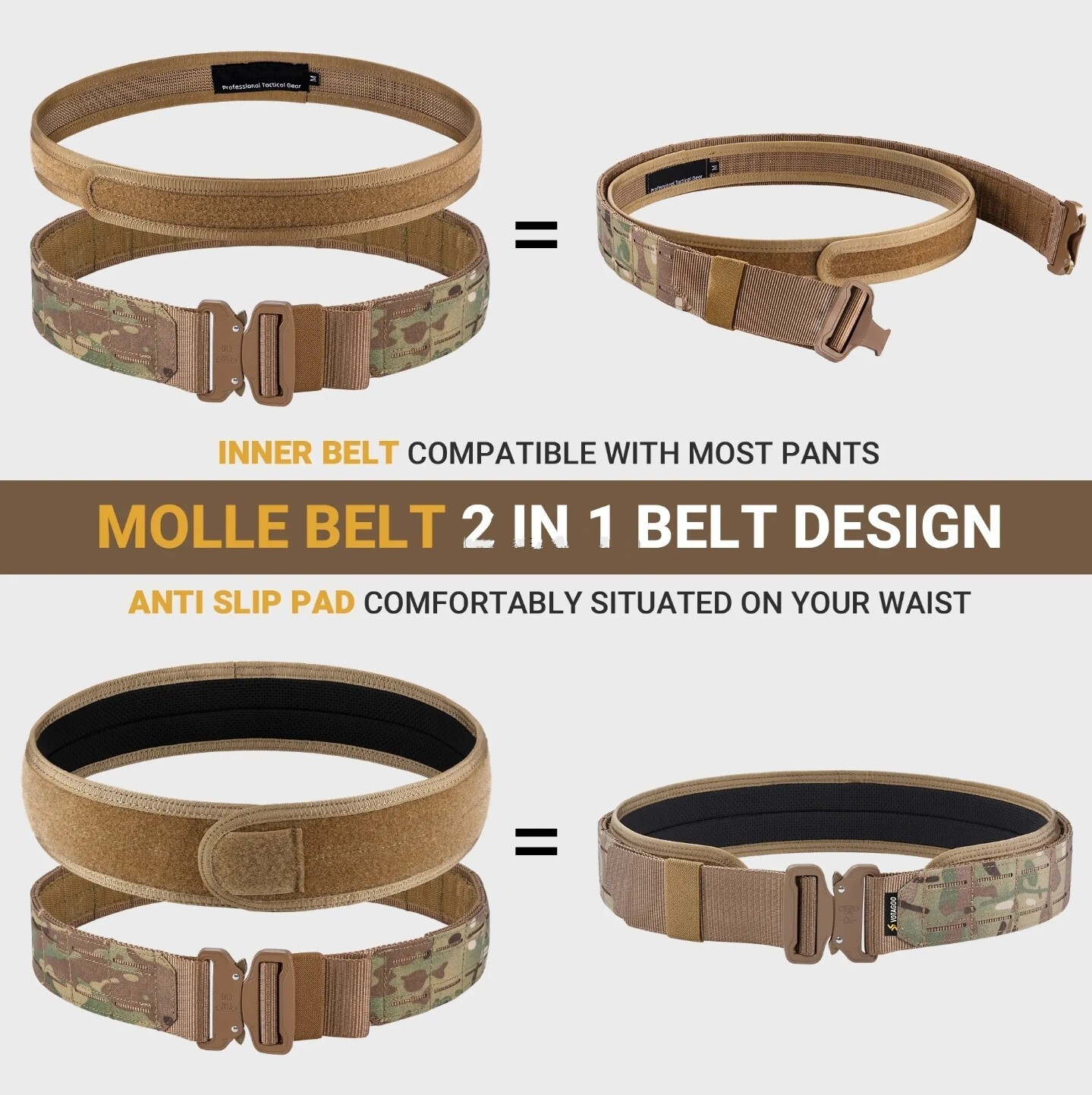 DEFCON V1 BATTLE BELT | Heavy Duty Tactical Molle Riggers Belt | Inner Belt/Pad