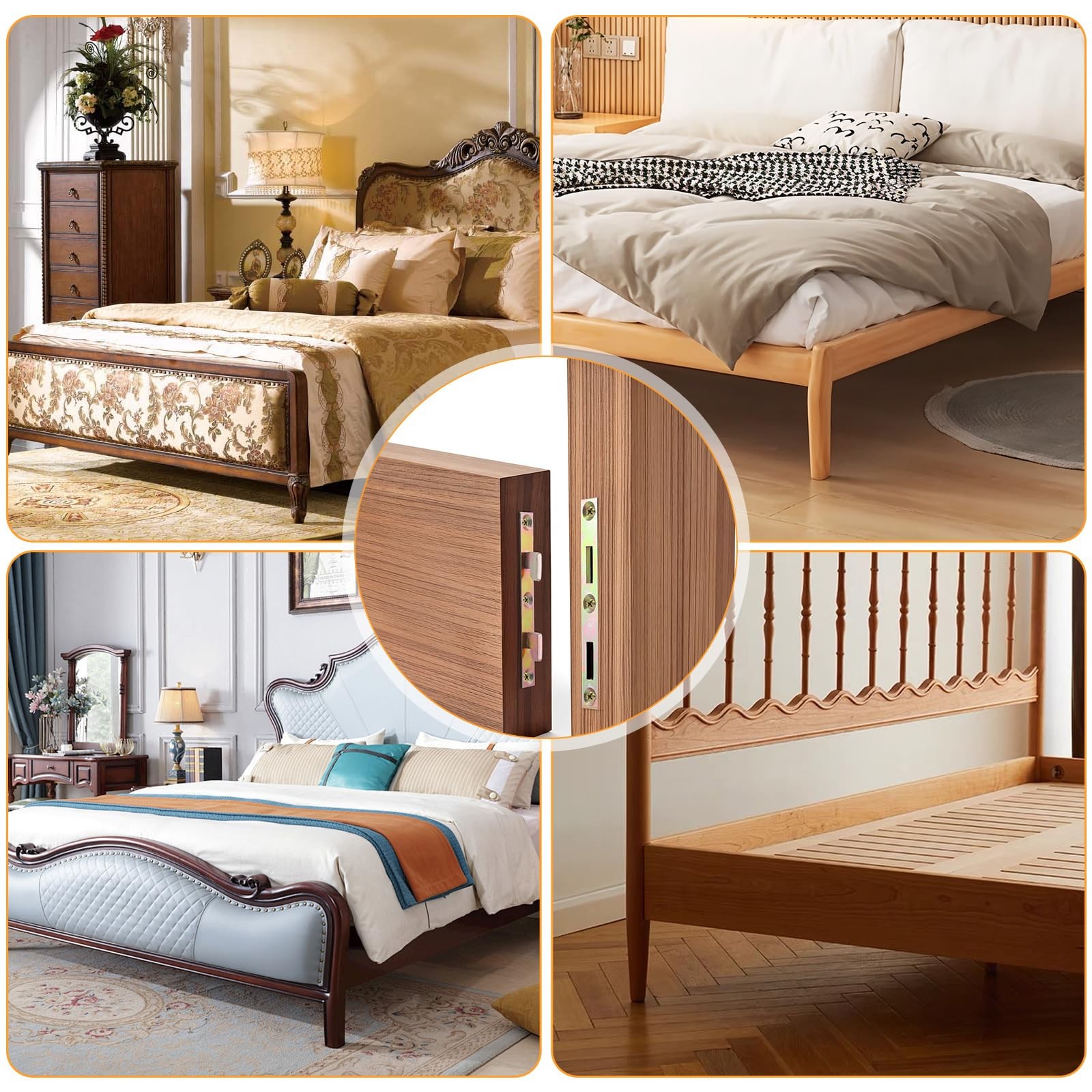 AojSup 8 Sets Metal Bed Rail Fasteners, 5 Inch Heavy Duty Gold