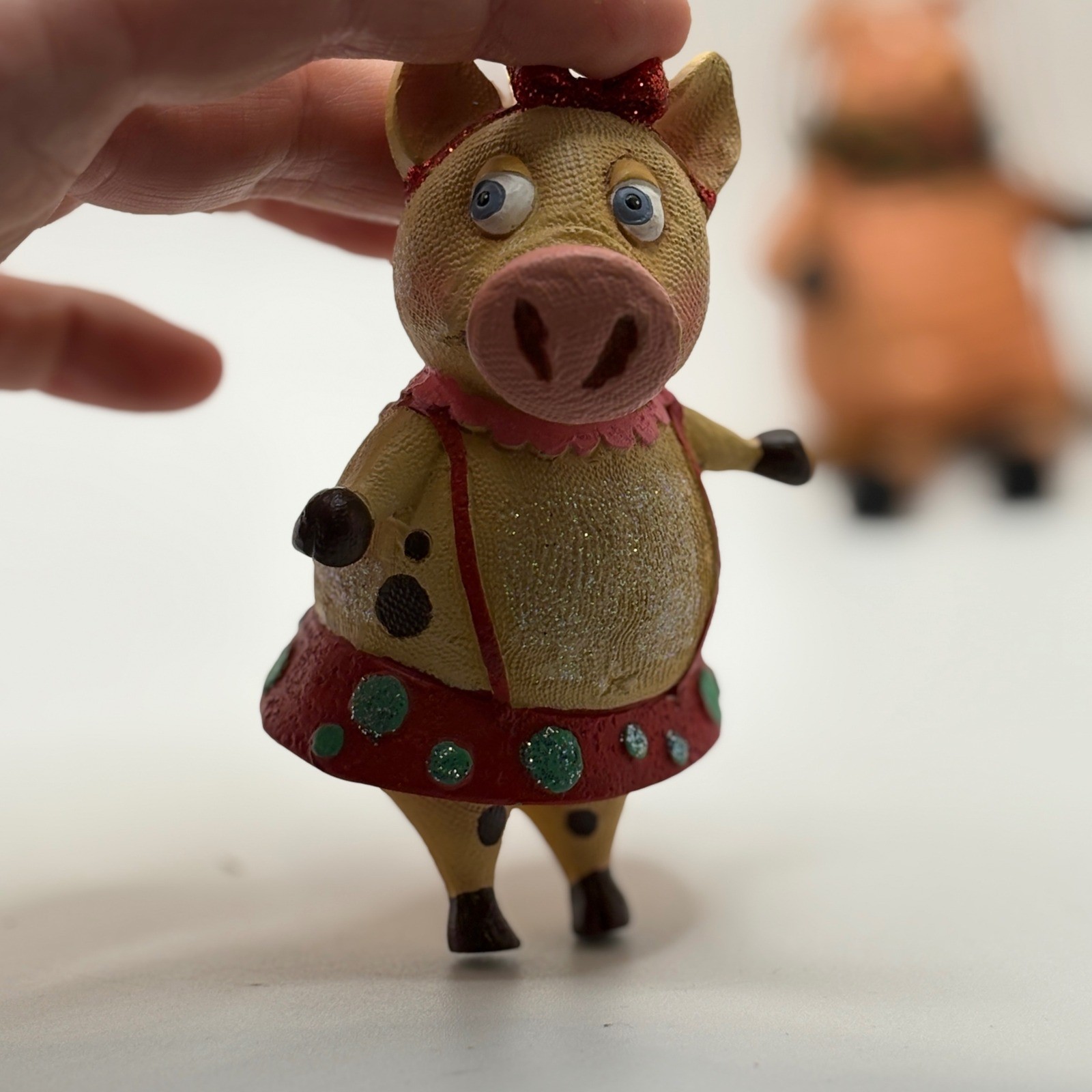 Charming Pig Ornaments Set of 2 Whimsical Holiday Decorations