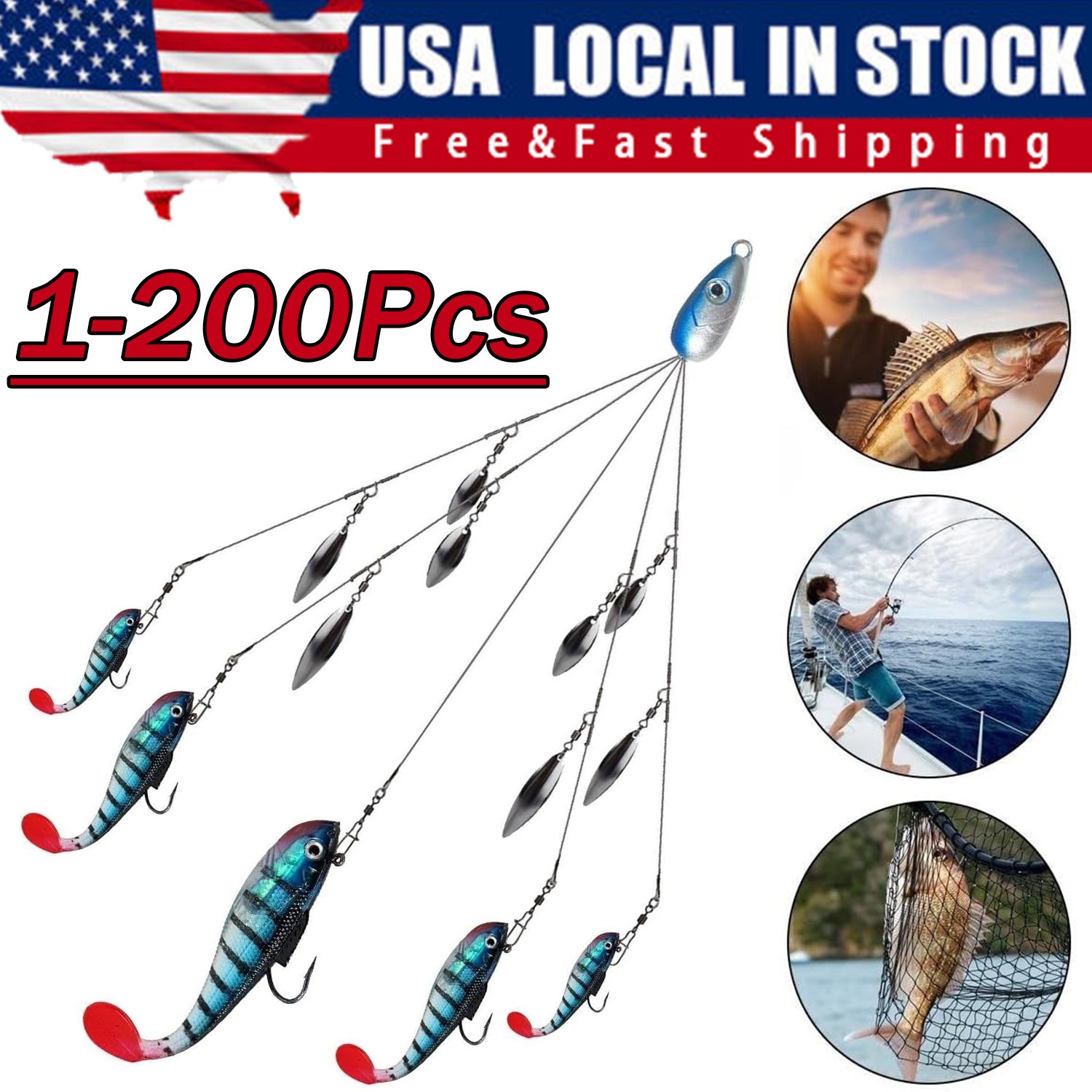 200 Umbrella Alabama Rig 4 Blades 5 Arms Alabama Rig Bass Fishing Lure Bait Tool