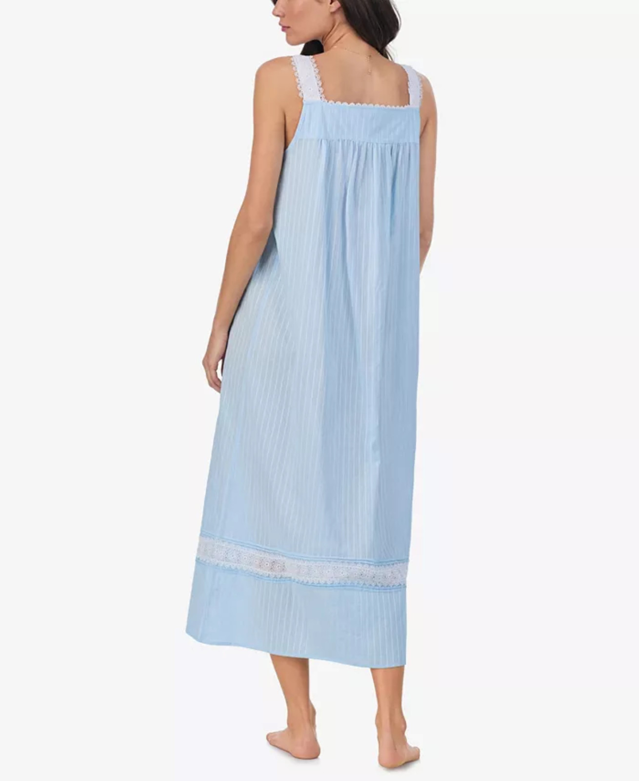 EILEEN WEST E5520079 BLUE DOBBY STRIPE SLEEVELESS COTTON WOVEN NIGHTGOWN MEDIUM