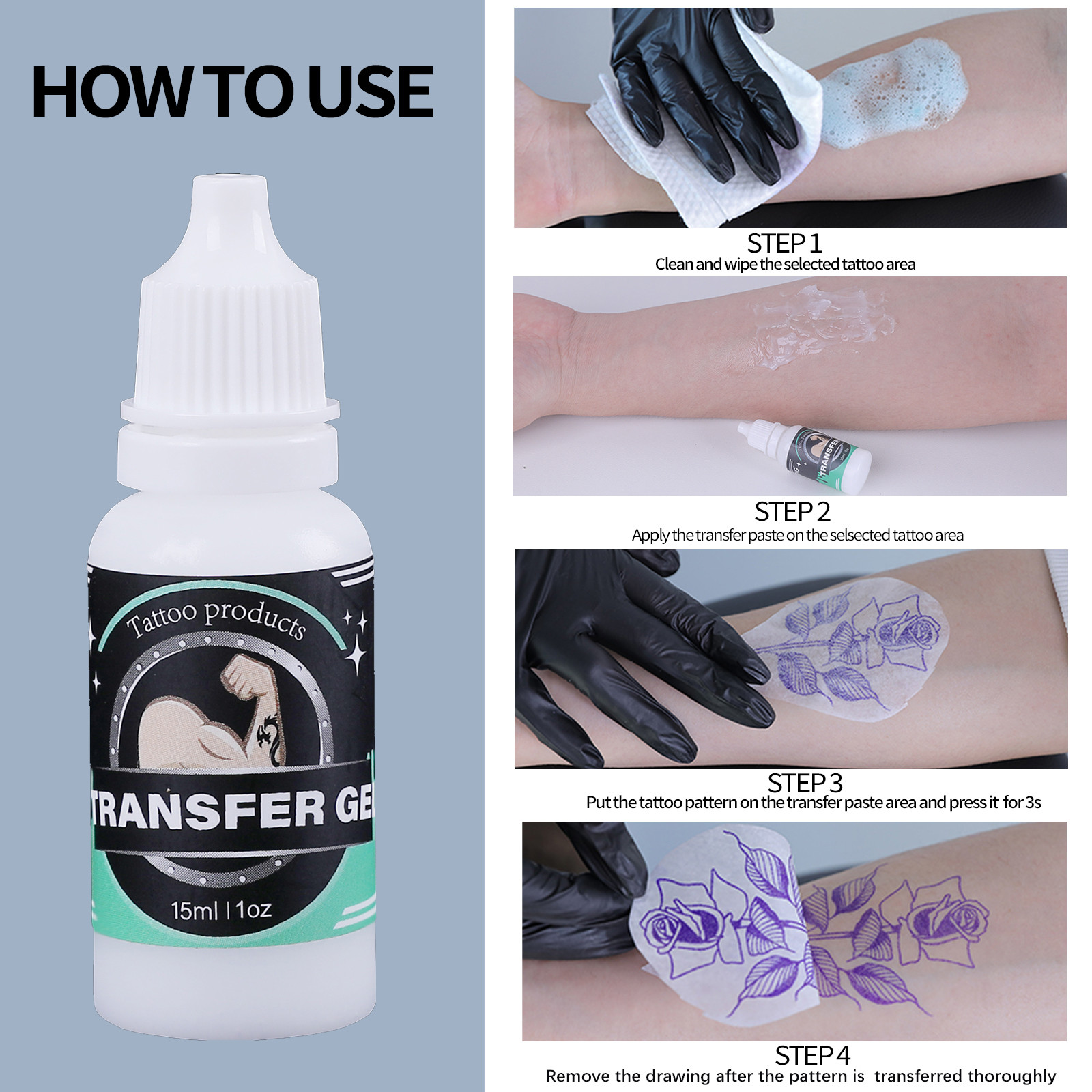 Wireless Rotary Tattoo Pen Machine Complete Kit with Ink Needles Transfer Paper