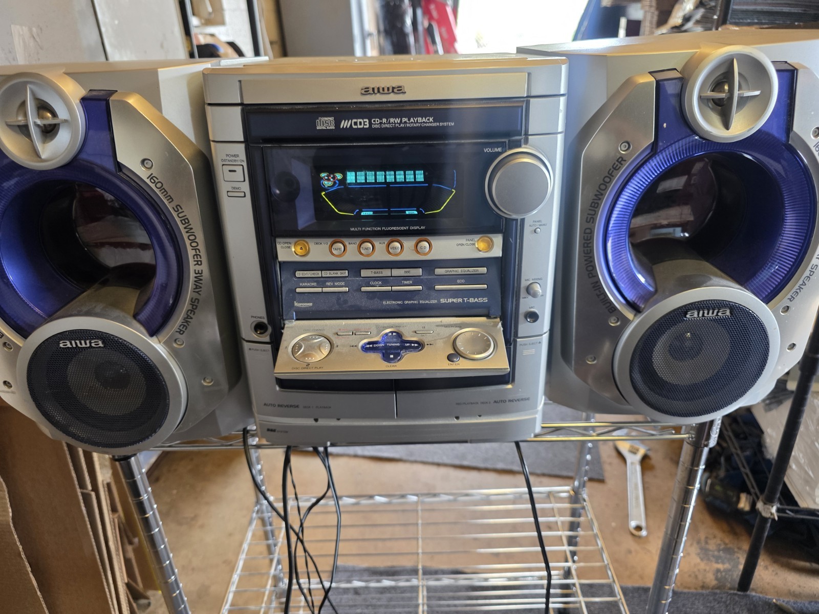 AIWA CX-NSZ705HT Compact Stereo System w/ Dual Powered Subwoofers – AM/FM Works