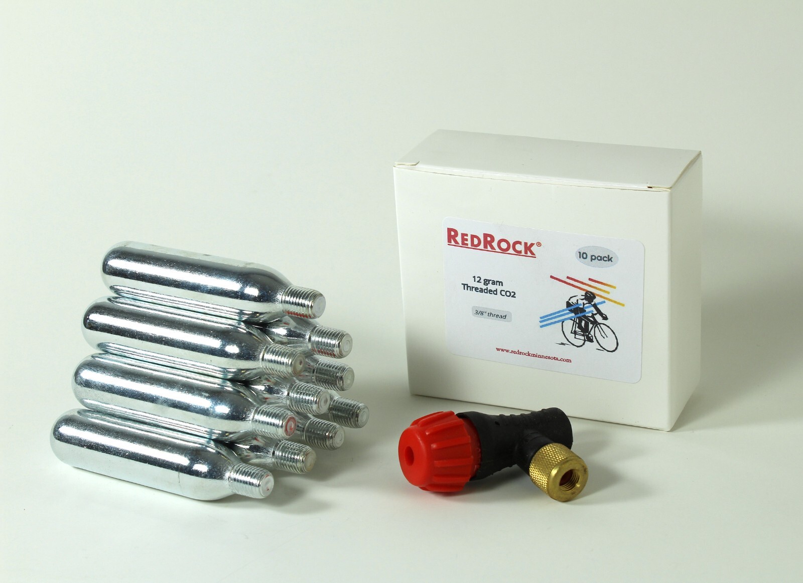 RedRock 16g Threaded CO₂ Cartridges (20-Pack) with Bicycle Tire Inflator