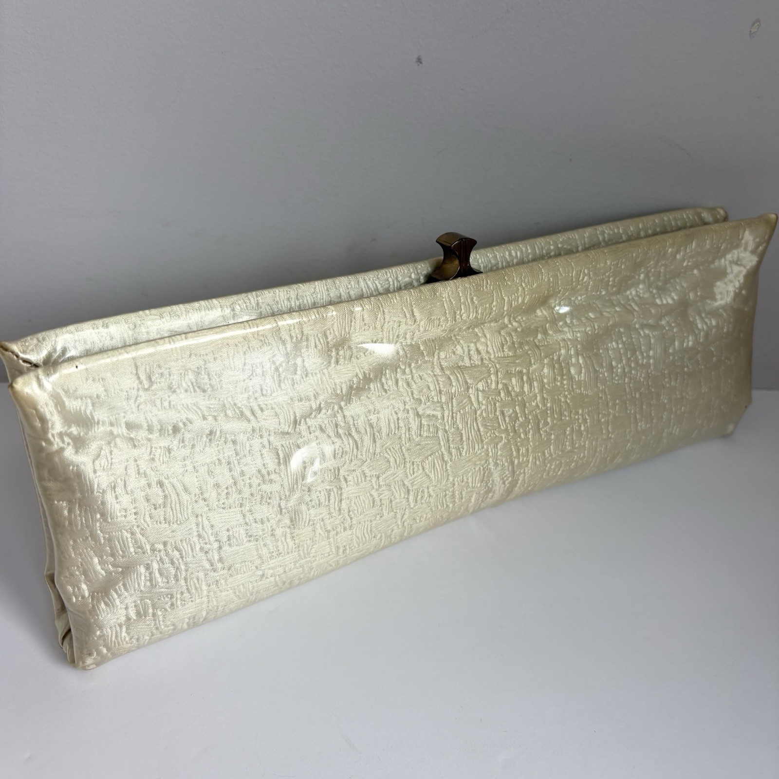 Vintage 1960’s Clear Vinyl covered Textured Satin Clutch Purse HL Harry Levine