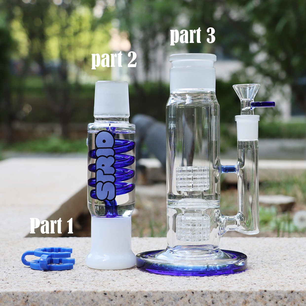 14inch Hookah Freezable Glycerin Glass Bongs Water pipes Perc &14mm glass bowls