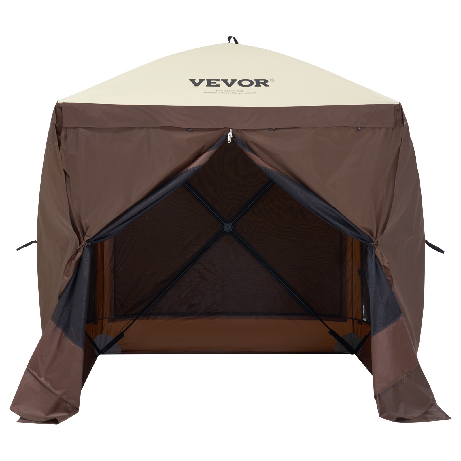 VEVOR Pop Up Gazebo Tent Pop-Up Screen Tent 4 Sided Canopy Sun Shelter Brown