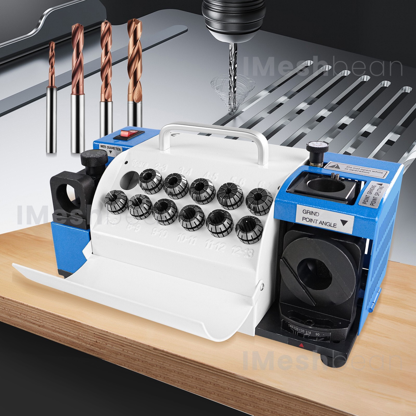 3-13/20mm Drill Bits Sharpener Bits Grinder Sharpener w/11 or 18 Collets 2 Wheel