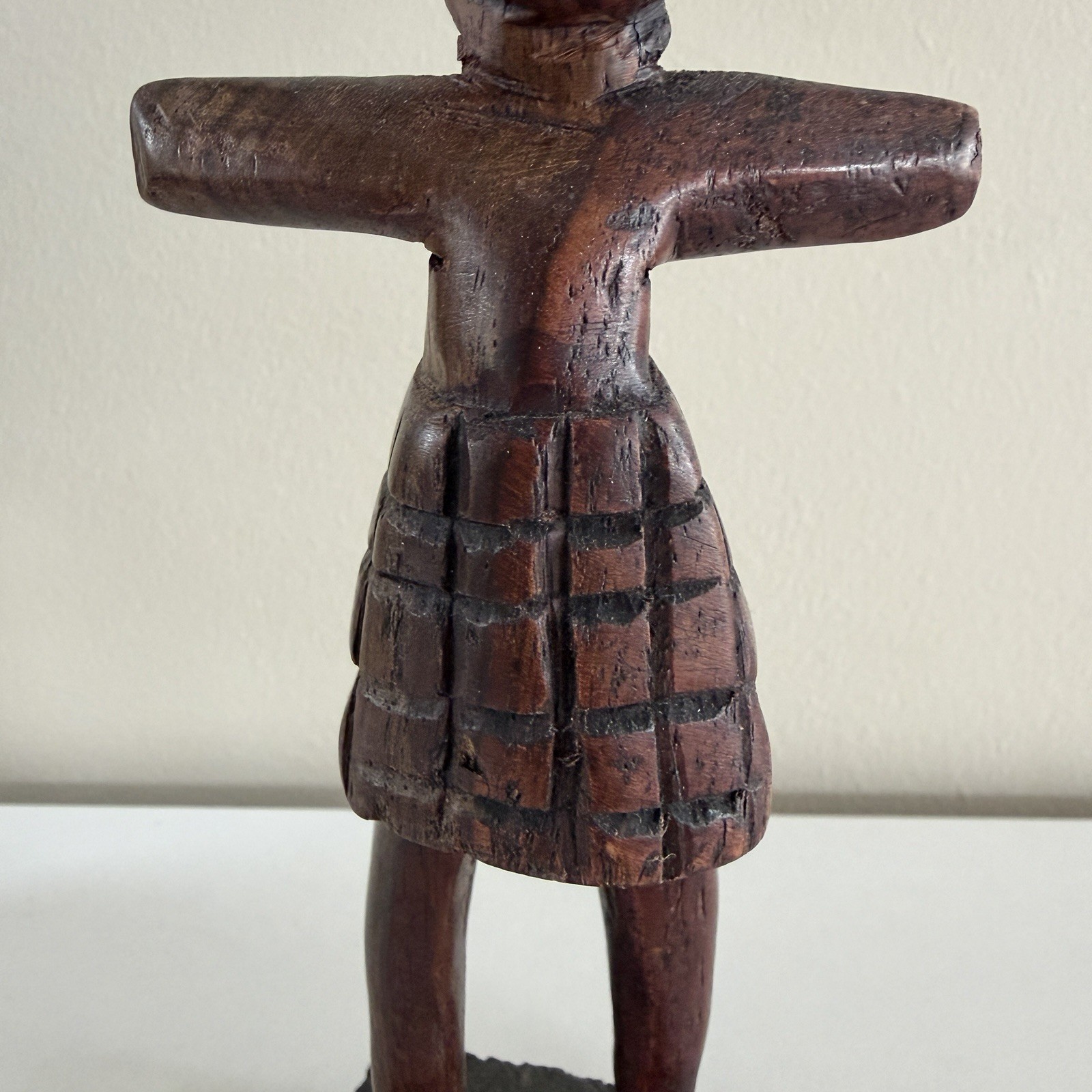 African Ashanti Fertility Doll 10” Hand‑Carved Wood Ghana Tribal Art