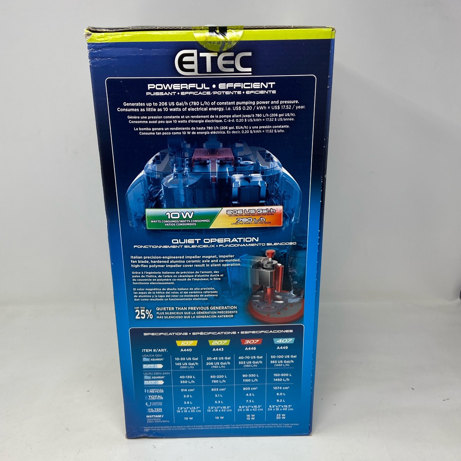 Fluval 207 Performance Canister Filter, Black/Gray — For Aquariums 20-45 Gallons