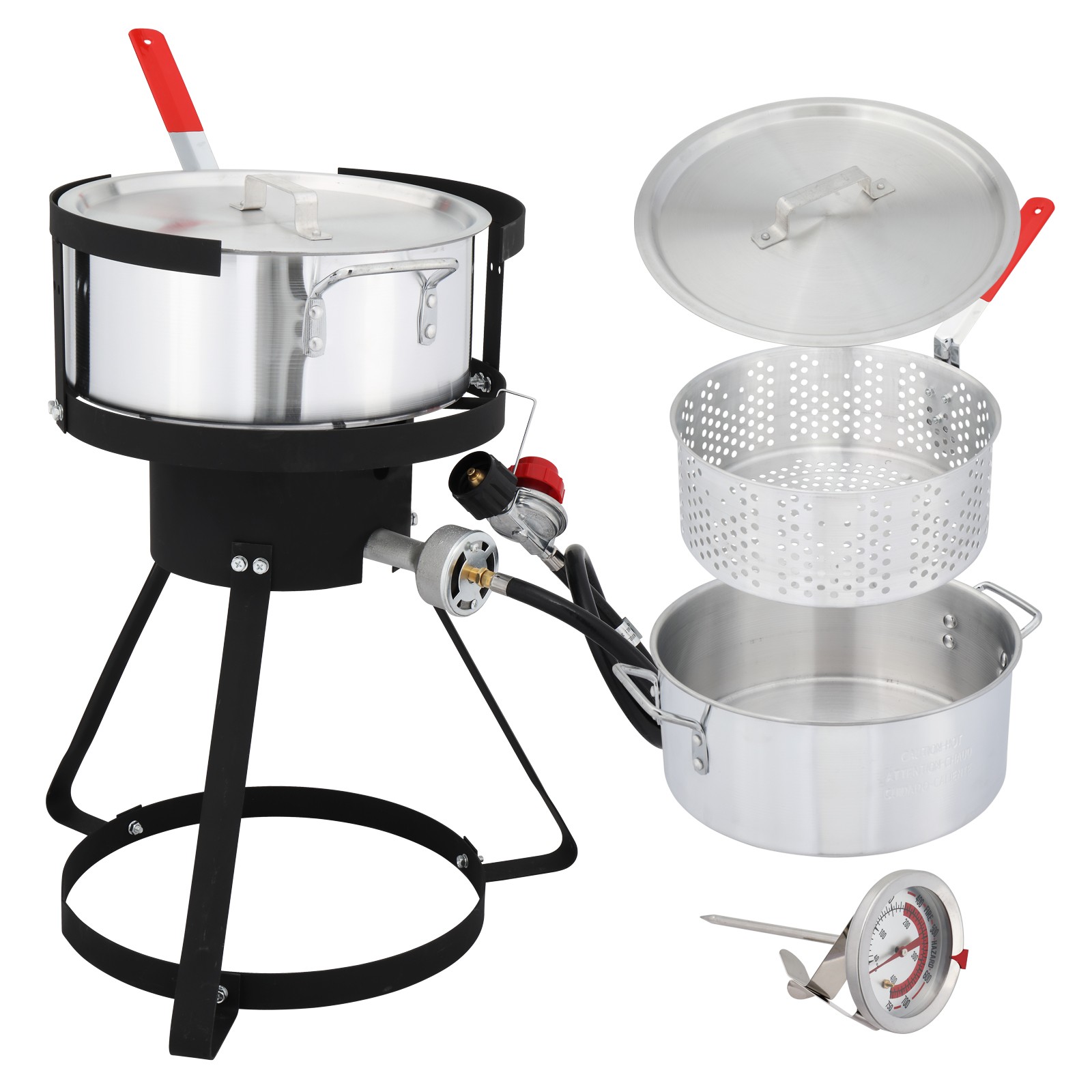 Outdoor Propane Deep Fryer with 10Qt Fryer Pot Strainer Basket Aluminum Pot