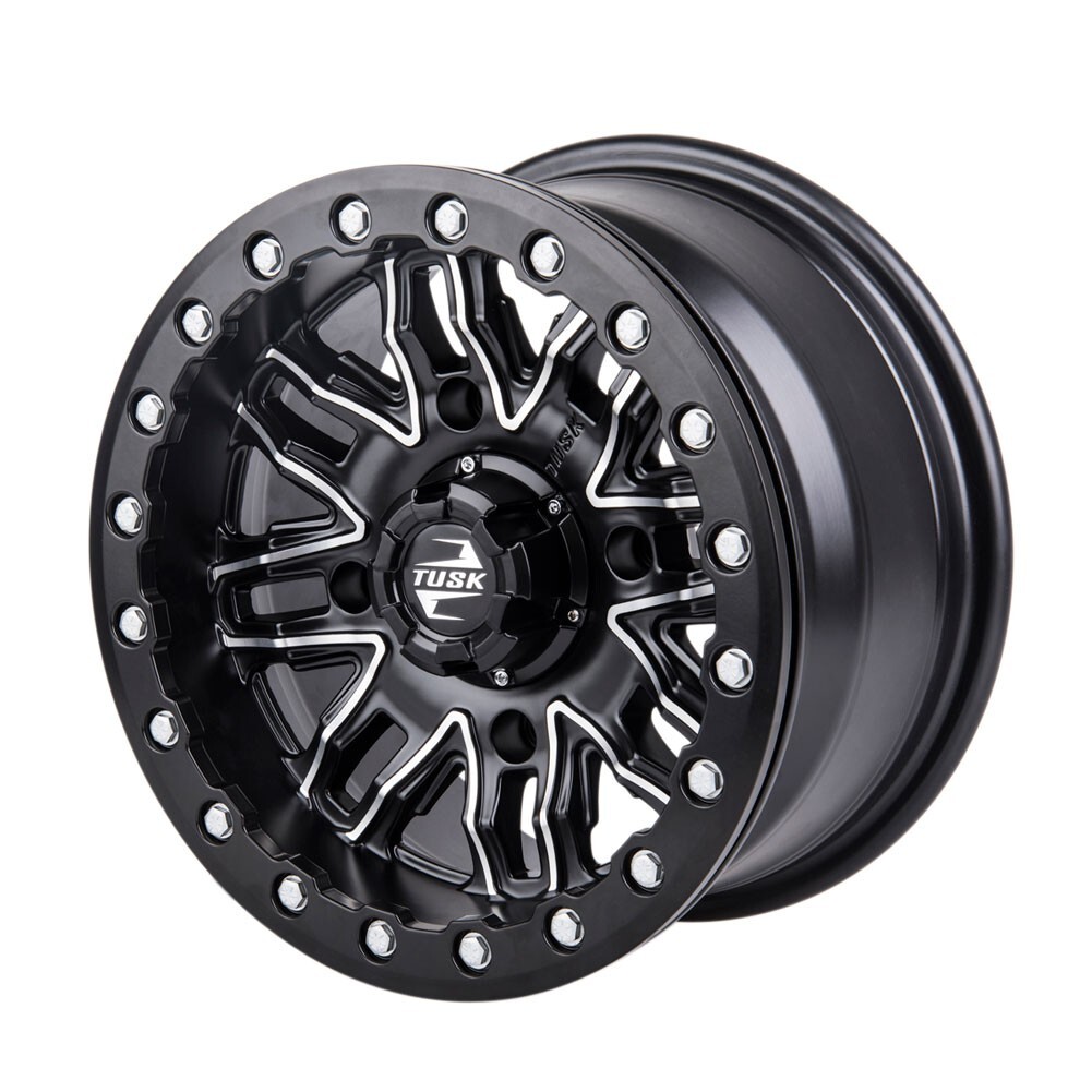 4/156 Tusk Nebo Beadlock Wheel 14x7 5.0 + 2.0 Machined/Black