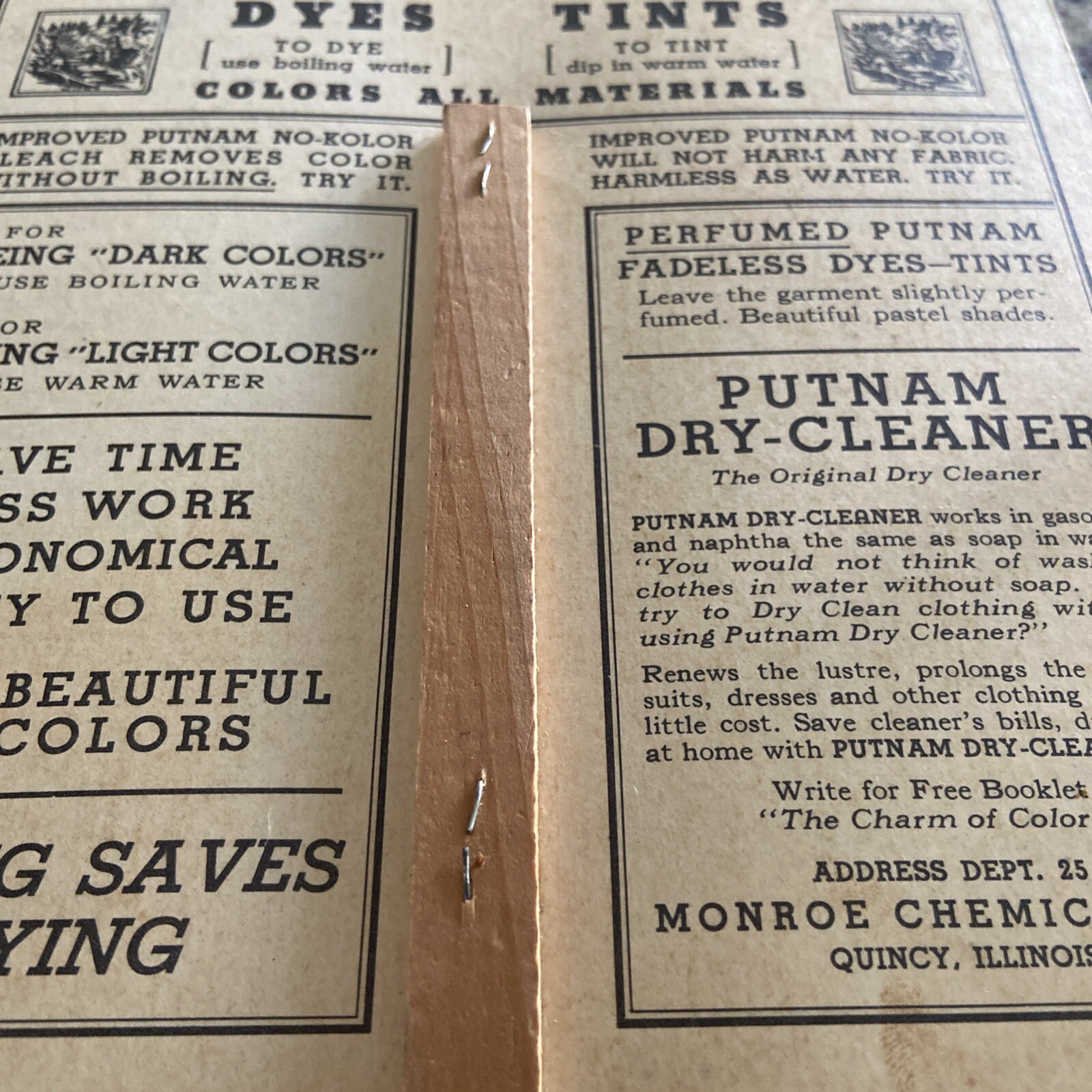 Putnam Dyes antique store fan sign, 1920s Peoples Drug Frederick