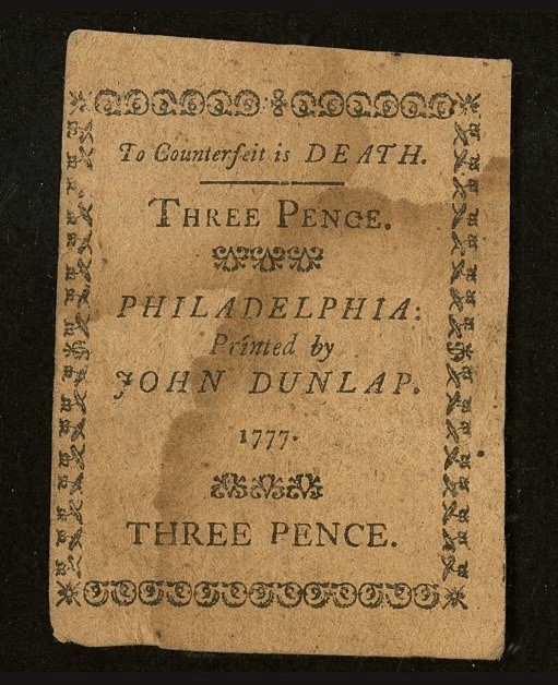 1777 PENNSYLVANIA Colonial Currency American Revolution Bank Note PA-209 PCGS 35