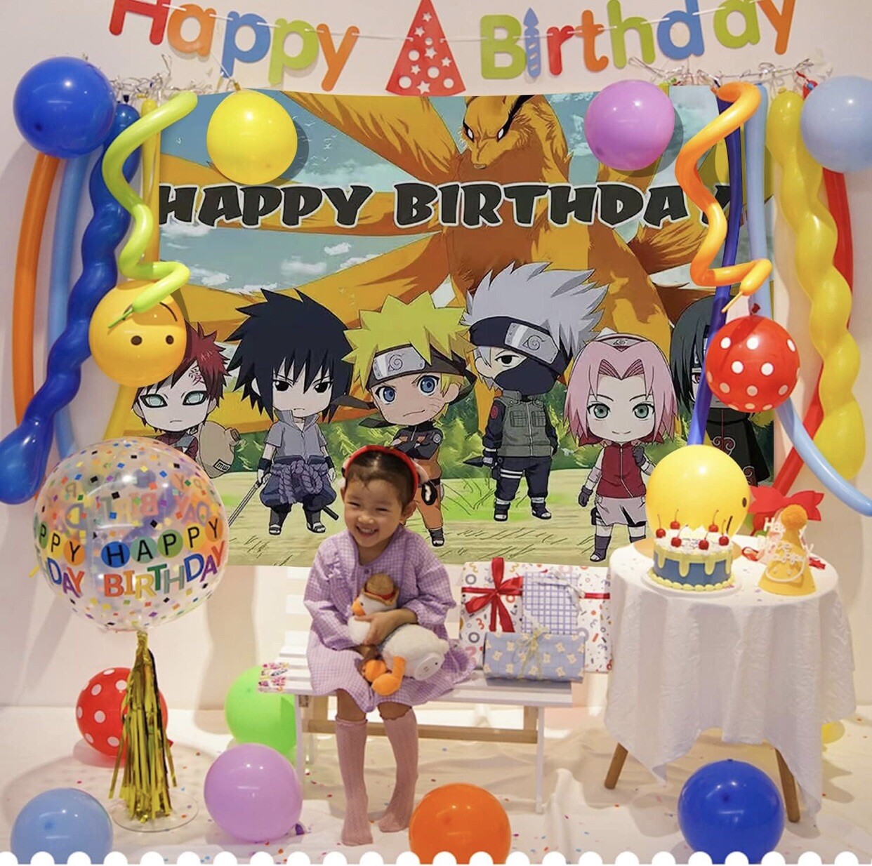 Naruto Theme Birthday Party Decorate, 5x3.5ft Happy Birthday Backdrop US Seller