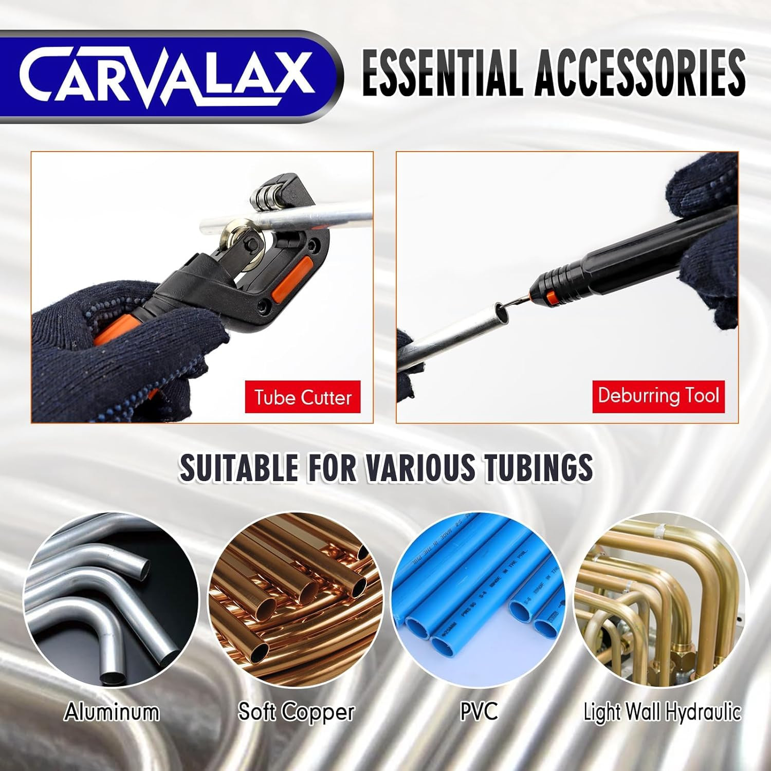 CAVALAX 90° Ratcheting Pipe Bender Set for HVAC, 1/4” to 7/8” O.D.