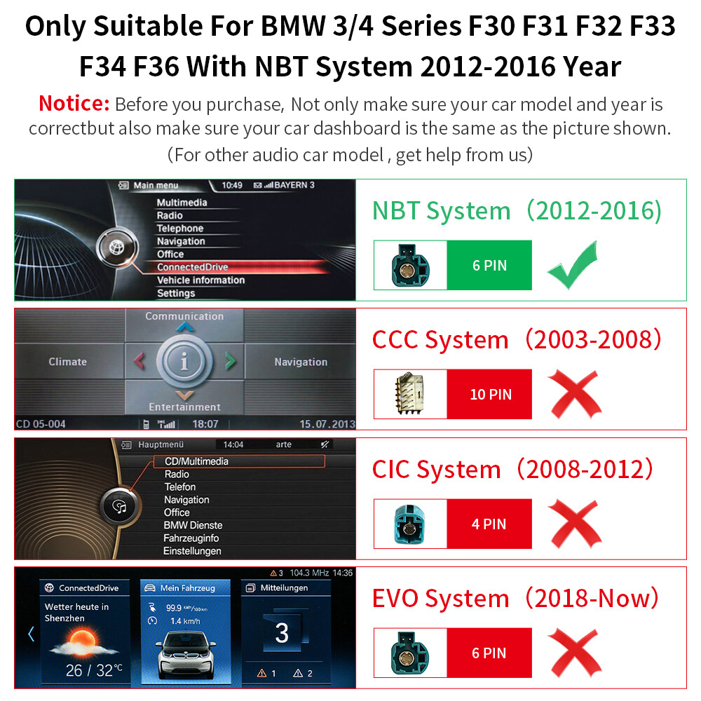 10.25' CarPlay Touchscreen Multimedia For BMW NBT F30 F31 F32 F33 F34 F36 F80