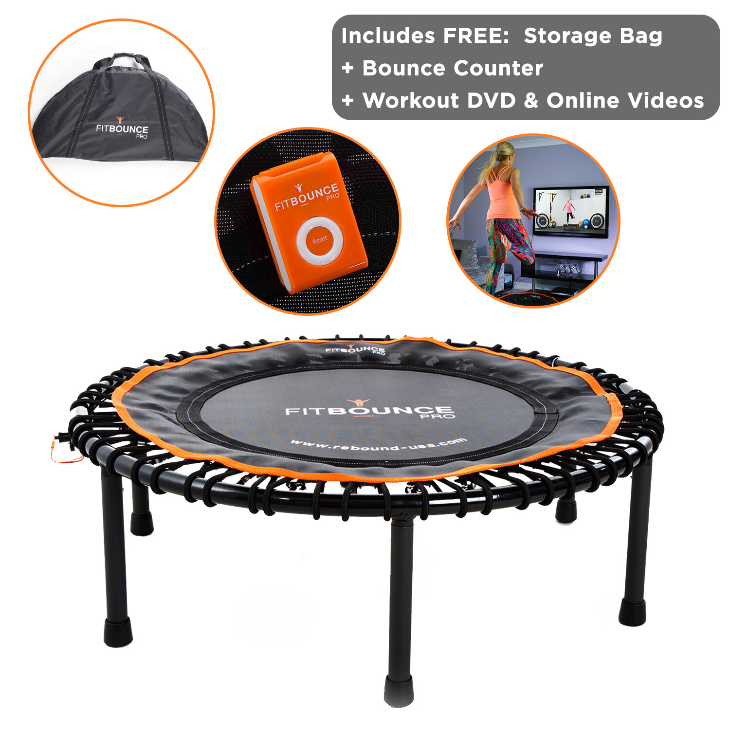 Fit Bounce Pro Rebounder (1 unit) + DVD, Bag, Bounce Counter