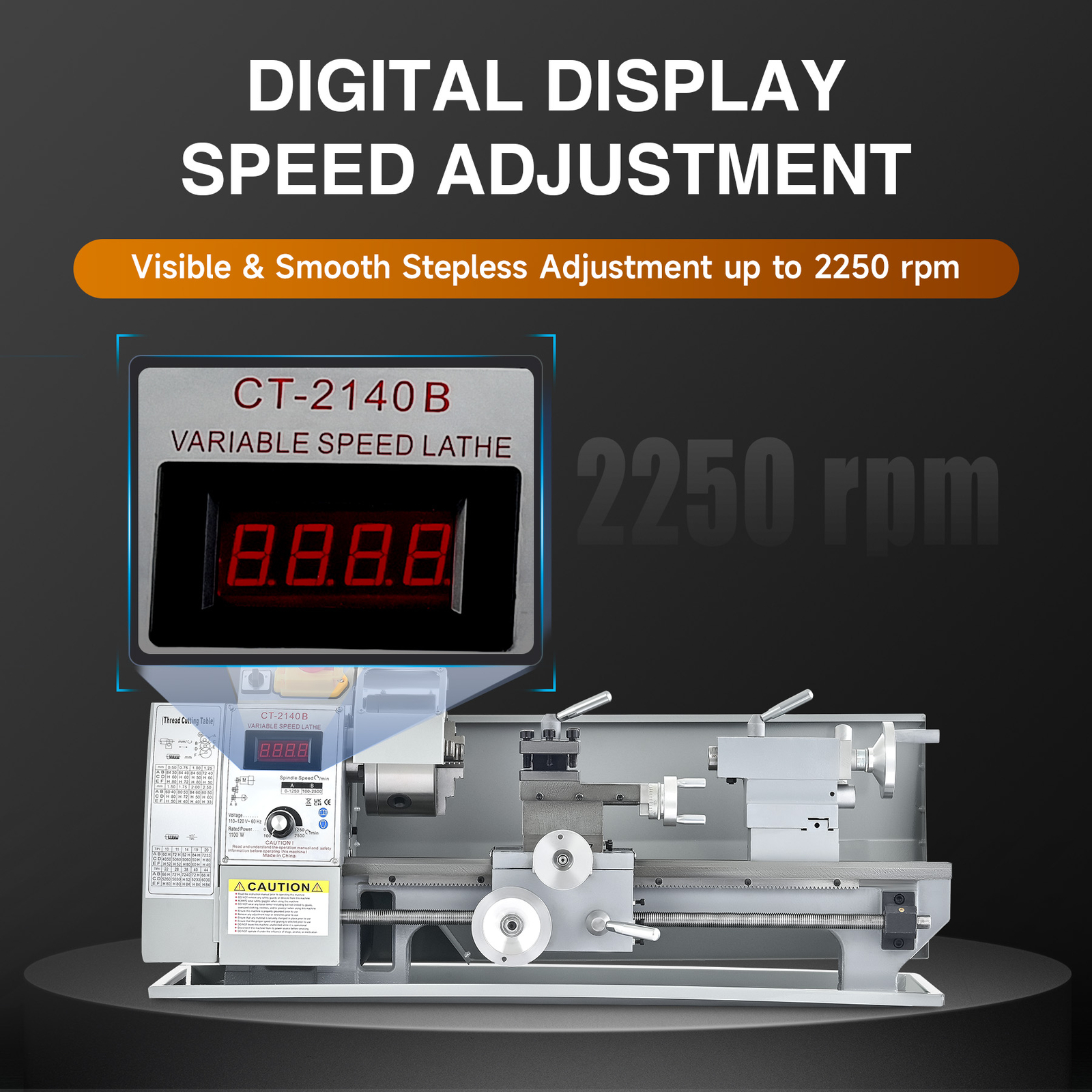 CREWORKS 8x16" Mini Metal Lathe Brushless 1100W 2250rpm 2-Chucks Tool Bundle