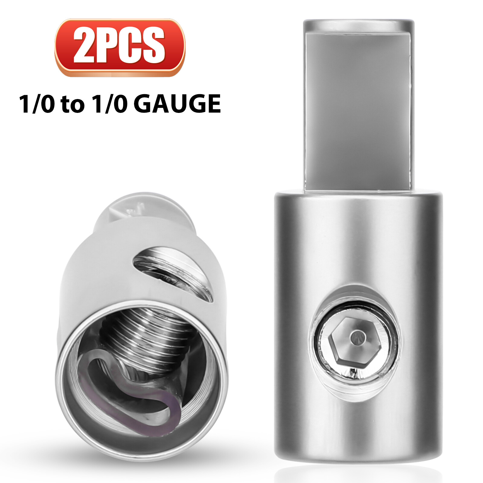 2X Car Audio Power/Ground 1/0 Gauge to 1/0 Gauge Amp Input Reducers Wire Reducer