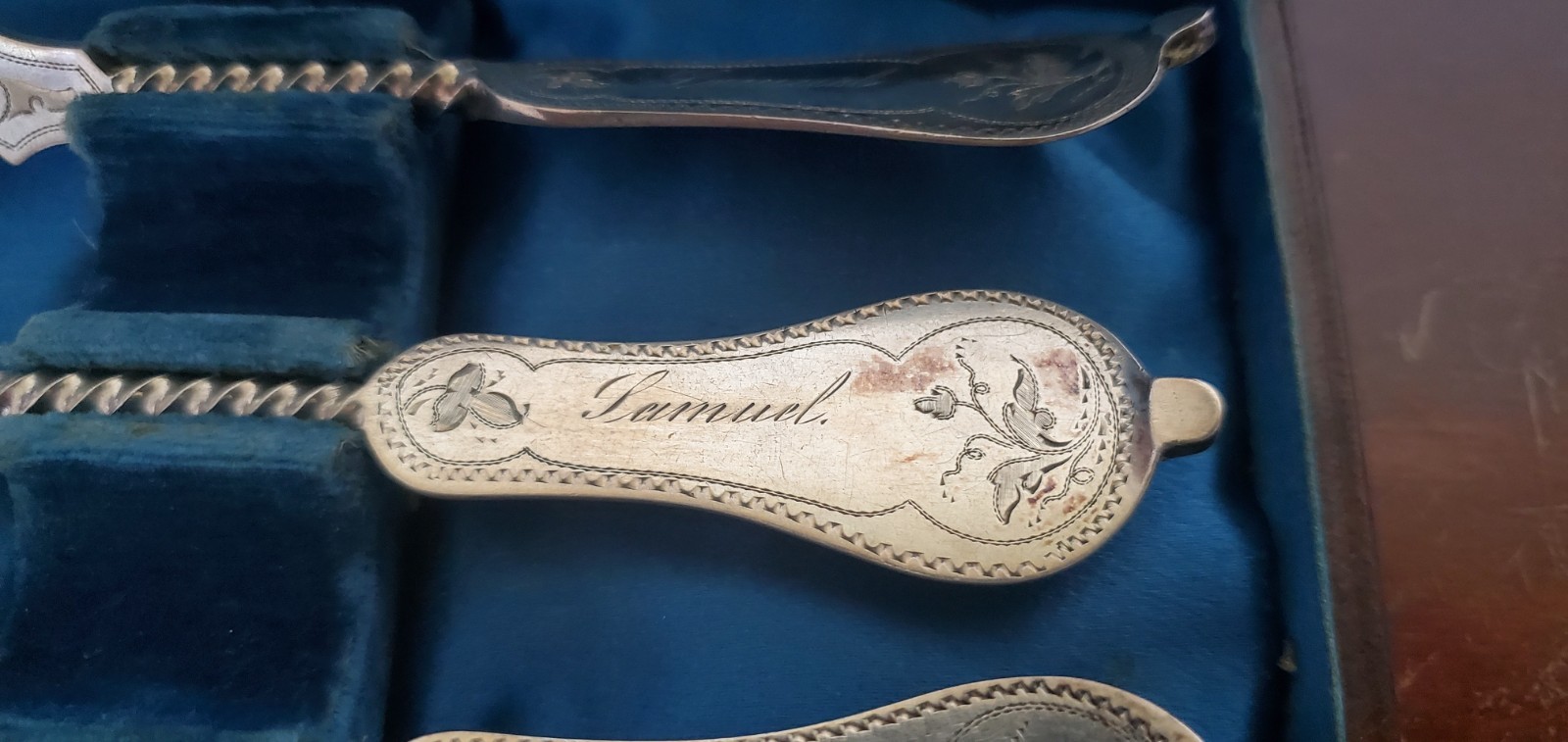 Antique Duhme & Co Coin Silver Flatware set / box Cincinnati Ohio Silversmith