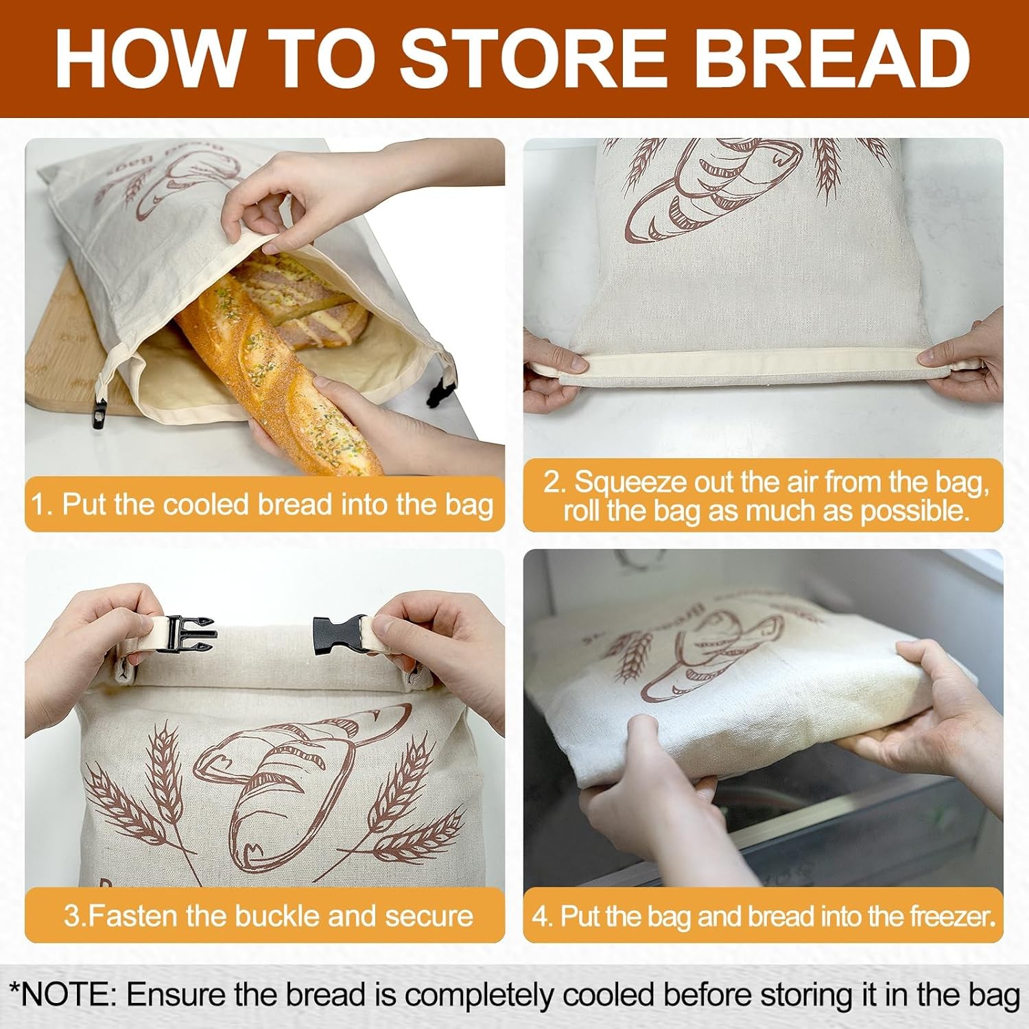 2 Pack Sourdough Beeswax Bread Bags for Homemade Bread Storage with Lining, Cott