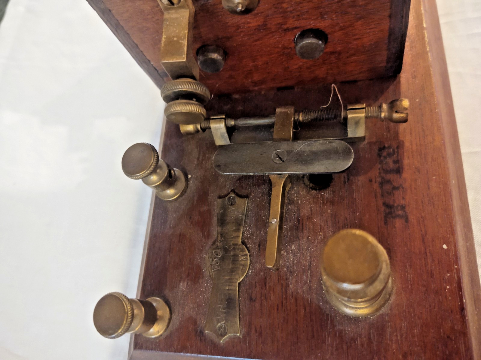 Antique NICE 1880s J.H. Bunnell Boxed Sounding Relay & Key Telegraph Set 150 Ohm