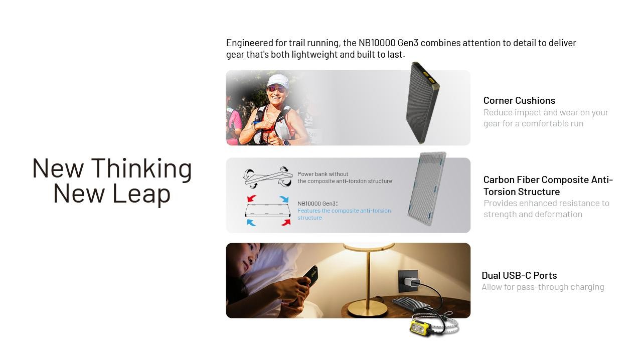 Nitecore NB10000 GEN3 10,000mAh Ultra Lightweight Carbon Fiber Powerbank