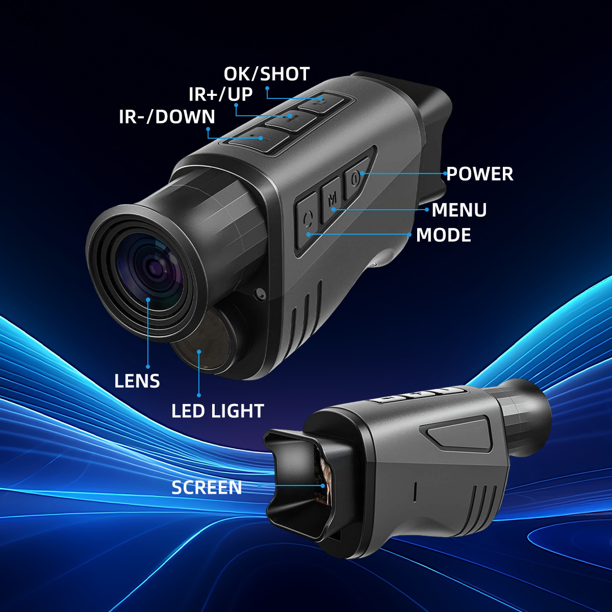 1080P Night Vision Monocular Digital Infrared Monocular Telescope 12MP 16X Zoom